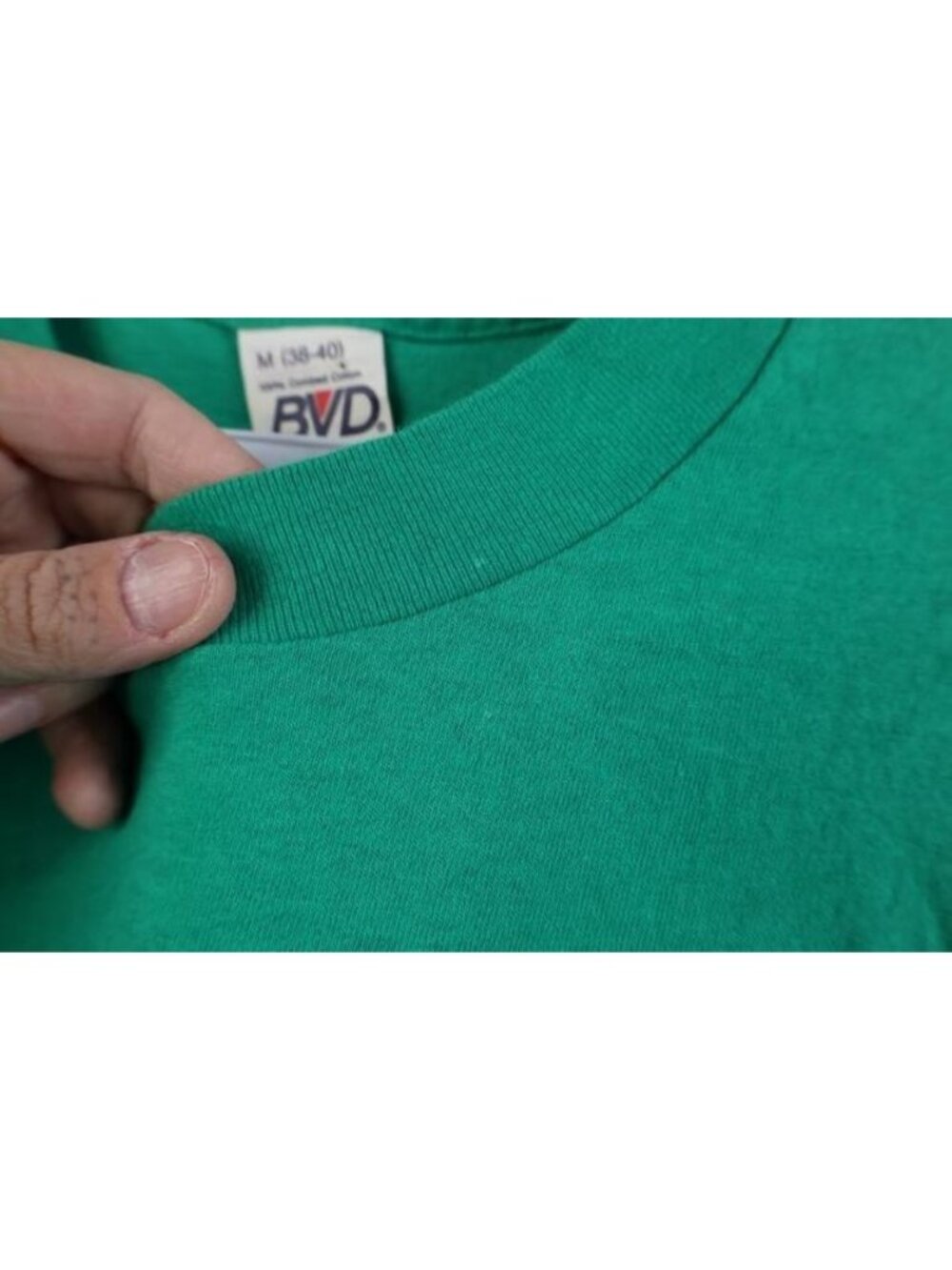 Vtg 70s 80s Streetwear Mens Medium Blank Cotton Pocket T-Shirt Kelly Green USA - Picture 4 of 12